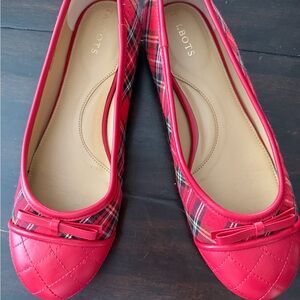 Talbots Red and Black Plaid Flats